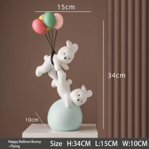 2023 Balloon bear resin ornaments children’s room decorations creative couple wedding cute new year rabbit ornaments