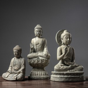 New Chinese style Buddha statue ornaments living room entrance home decorations Zen semi-handmade resin crafts