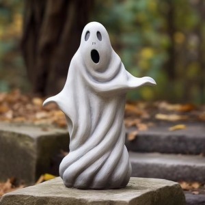 2023 Cross Border Halloween Garden Sculpture White Ghost Outdoor Statue Cute Ghost Garden Decoration Resin Crafts