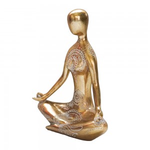 Hot Gold Sitting Floral Yoga Figurine Ornament Home Decor Resin Crafts Indoor Decoration