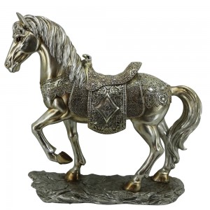 BSCI factory customized tabletop resin sculpture, handmade vintage polyresin horse figurine