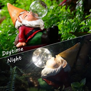 Garden Gnomes Statues Decor Outdoor Gnomes Garden Decorations Funny with Solar Light for Yard Lawn Decoration