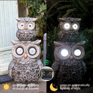 Wholesale Resin animal statue Garden Decorations Resin Garden Owl Statue with Solar Light,Lawn Ornament