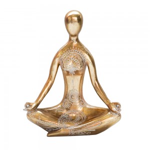 Hot Gold Sitting Floral Yoga Figurine Ornament Home Decor Resin Crafts Indoor Decoration