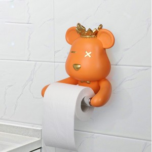 2023Crown Violent Bear Resin Roll Holder Animal Hanging Decoration Modern Simple Home Decoration No Flush Toilet Bathroom