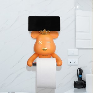 2023Crown Violent Bear Resin Roll Holder Animal Hanging Decoration Modern Simple Home Decoration No Flush Toilet Bathroom