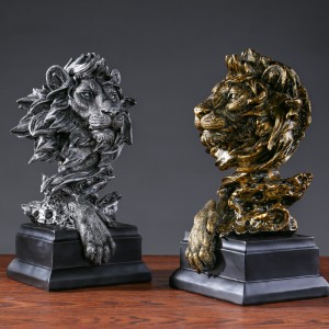 American vintage animal copper lion head resin desktop ornaments ornaments soft furnishing home decoration
