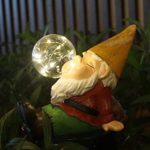 Garden Gnomes Statues Decor Outdoor Gnomes Garden Decorations Funny with Solar Light for Yard Lawn Decoration