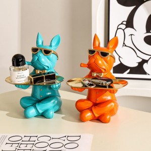 2023 Resin craft dangling cigarettes bulldog dog ornaments storage decorations animal sculpture home decoration storage tray