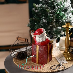 Christmas old man resin ornaments cartoon new luminous decoration doll fun desktop crafts gifts wholesale