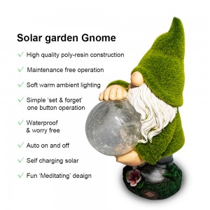 2020 High quality home and garden decor yoga poly resin garden dwarf statue with solar light