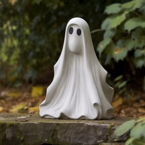 2023 Cross Border Halloween Garden Sculpture White Ghost Outdoor Statue Cute Ghost Garden Decoration Resin Crafts