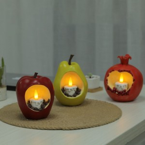 2023 New resin crafts ornaments LED light-emitting desktop fruit pear apple pomegranate home exquisite decorations