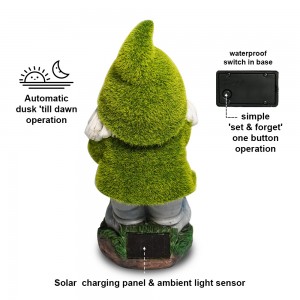 2020 High quality home and garden decor yoga poly resin garden dwarf statue with solar light