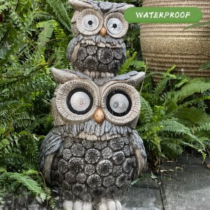 Wholesale Resin animal statue Garden Decorations Resin Garden Owl Statue with Solar Light,Lawn Ornament