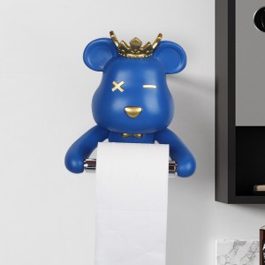 2023Crown Violent Bear Resin Roll Holder Animal Hanging Decoration Modern Simple Home Decoration No Flush Toilet Bathroom