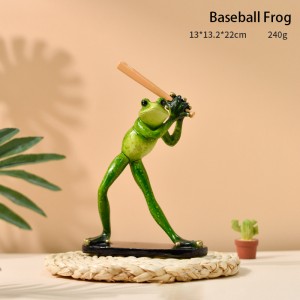 2023 Großhandel rustikale Sportfroschdekorationen Ornamente Wohnzimmer Balkon Desktop Bücherregal Harz Tierdekorationen Set