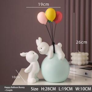 2023 Balloon bear resin ornaments children’s room decorations creative couple wedding cute new year rabbit ornaments