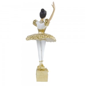 2022 New arrival resin craft ornament golden ballet dancer sculpture for home decoration and gift