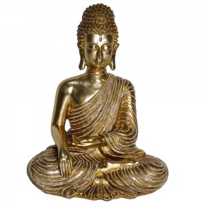 Wholesale meditation pearl surplice gold buddha statue indoor ornament home decoration resin crafts