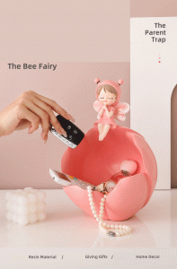 Bee Flower Storage Resin Ornament Girl Heart Shape Cute Home Entrance Decoration Crafts Factory Wholesale