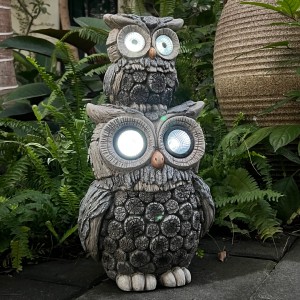 Wholesale Resin animal statue Garden Decorations Resin Garden Owl Statue with Solar Light,Lawn Ornament