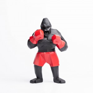 2023 Resin Crafts Sculpture Boxing King Kong Gorilla Animal Ornament Modern Simple Creative Home Decoration