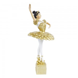 2022 New arrival resin craft ornament golden ballet dancer sculpture for home decoration and gift