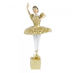 2022 New arrival resin craft ornament golden ballet dancer sculpture for home decoration and gift