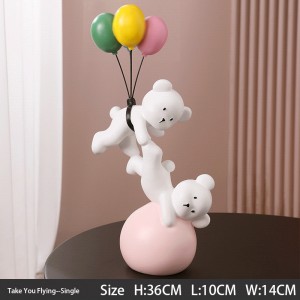 2023 Balloon bear resin ornaments children’s room decorations creative couple wedding cute new year rabbit ornaments