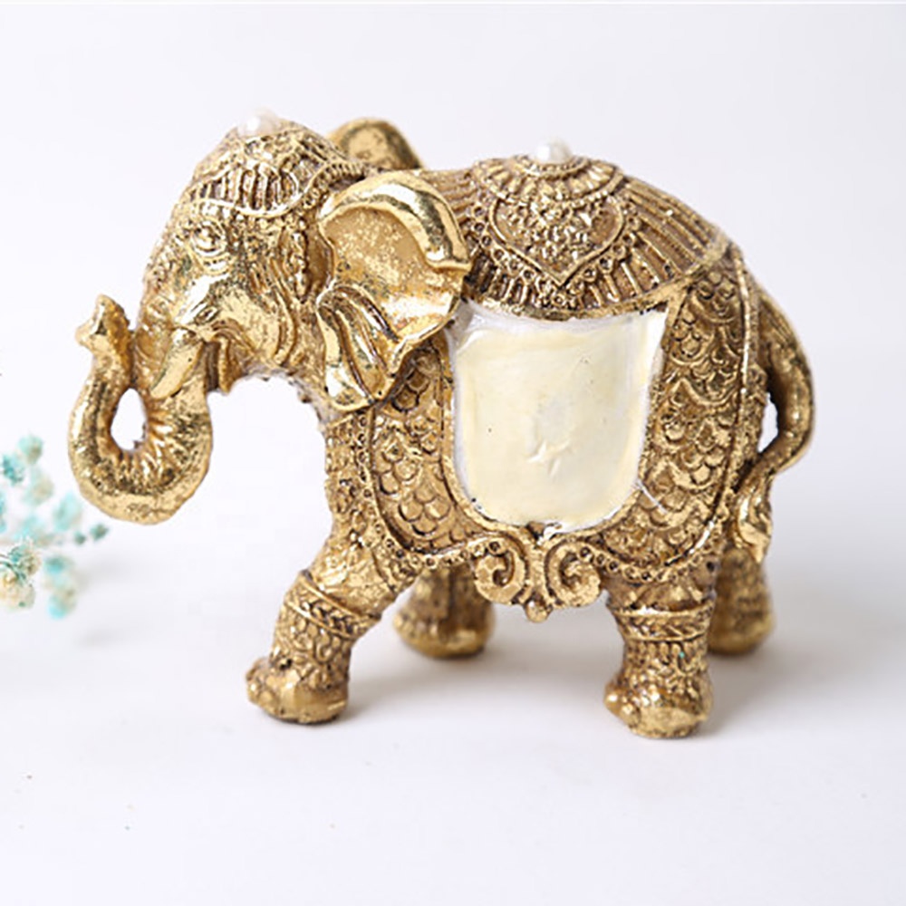 Wholesale tabletop resin  small golden walking elephant statue decoration home decoration