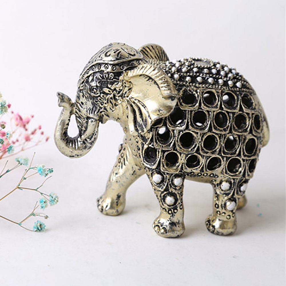 Wholesale tabletop resin  sliver happy elephant statue decoration home decoration