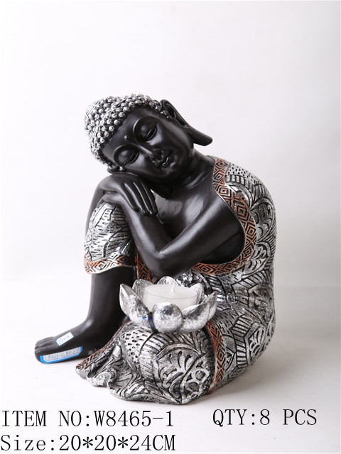 2020 hotsell big tabletop inner heart peaceful Meditating Sliver Buddhist Sitting Resin Thai buddha Statue
