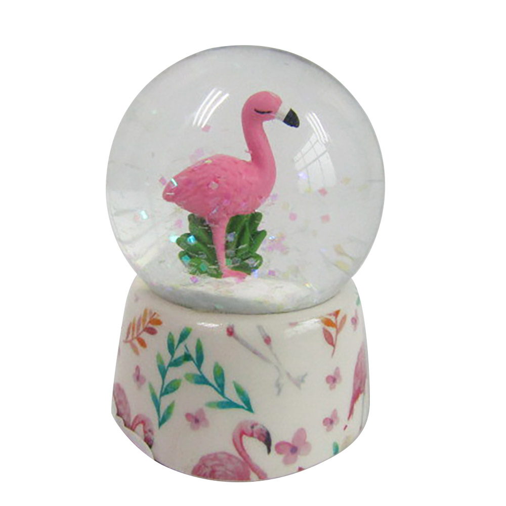 Valentine's day gift snow globe water globe resin flamingo snow globe glass