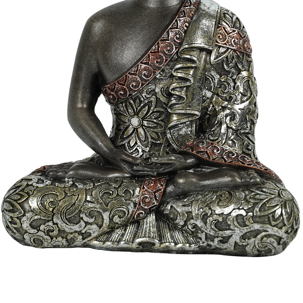 New arrive tabletop inner heart peaceful Meditating Resin and natural stone Thai buddha Statue for home decor