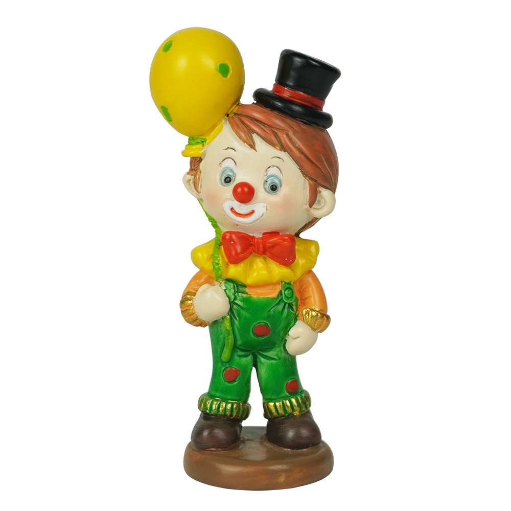 Wholesale home decor polyresin joker craft, tabletop mini resin clown figurine