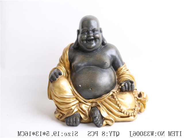 2020 Wholesale tabletop gold peaceful laughing Buddhist Sitting Resin buddha Statue