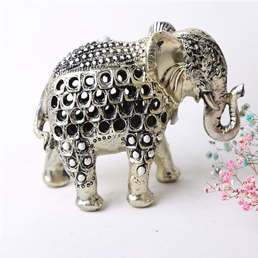 Wholesale tabletop resin  sliver small walking elephant statue decoration home decoration