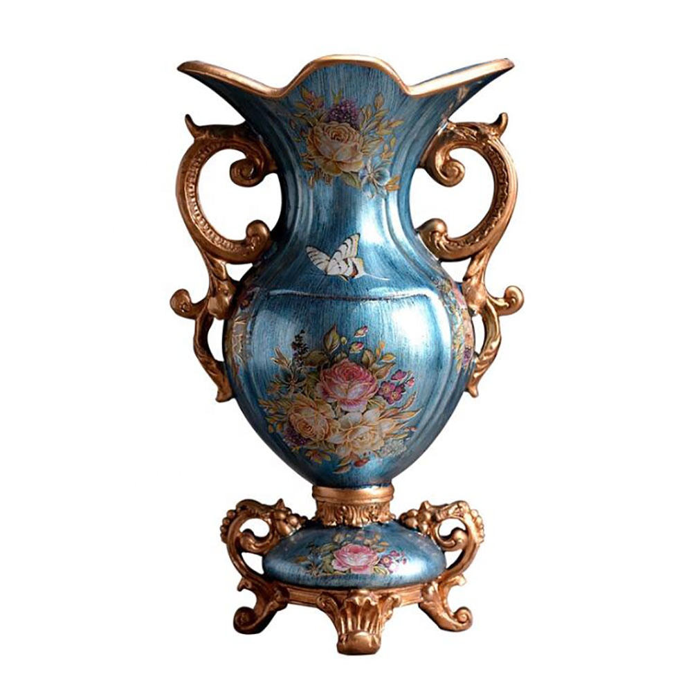 Wholesale Large Size Home decor European Style Retro Luxury resin flower vase for living room