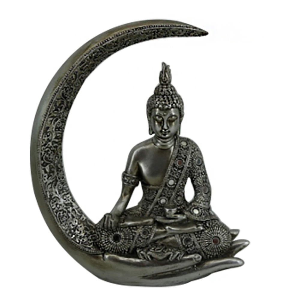 Wholesale fengshui sitting harmony Bodhisattva Meditating Buddha Statue on Crescent Moon throne