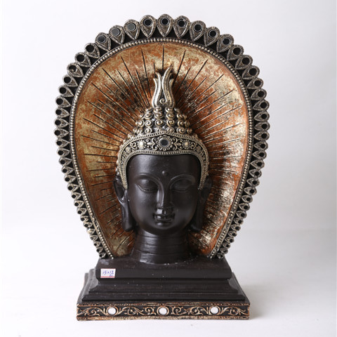 2020 New hot sell peace harmony resin Meditating Thai buddha head statue with Halo