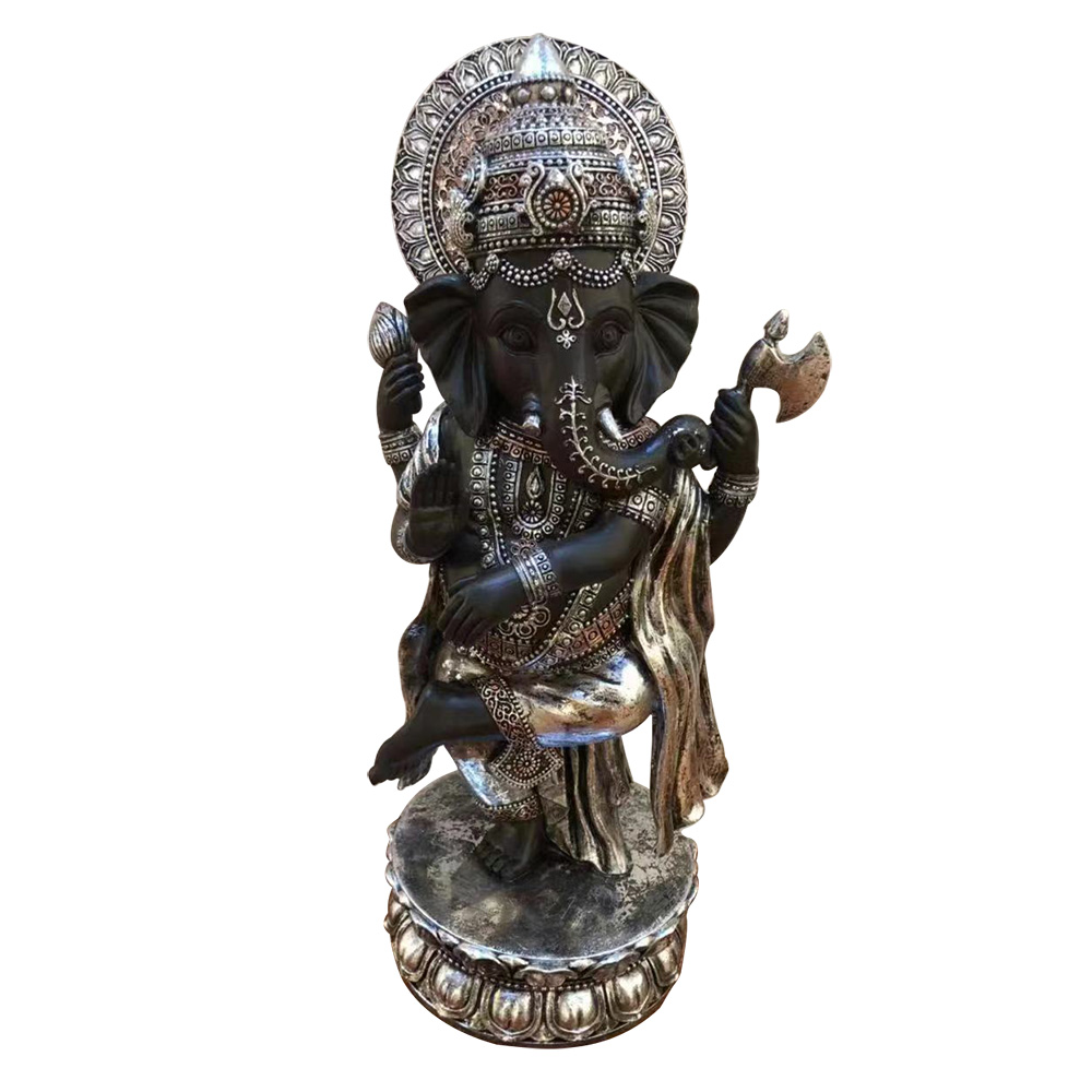 China factory direct OEM home resin Standing Lord God elephant buddha statue with halo and throne