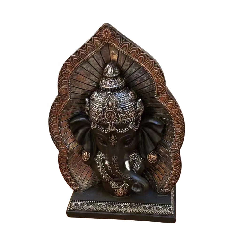 Home fengshui decor polyresin Lord God Elephant buddha head Statue with Halo