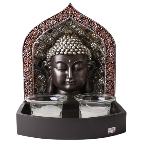 Hotsell Home fengshui decor resin craft, OEM buddha head statue with Halo and foundation Featured Image