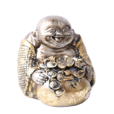 2020 hotsell Small tabletop cute sitting gold laughing-Buddhist Resin buddha Statue
