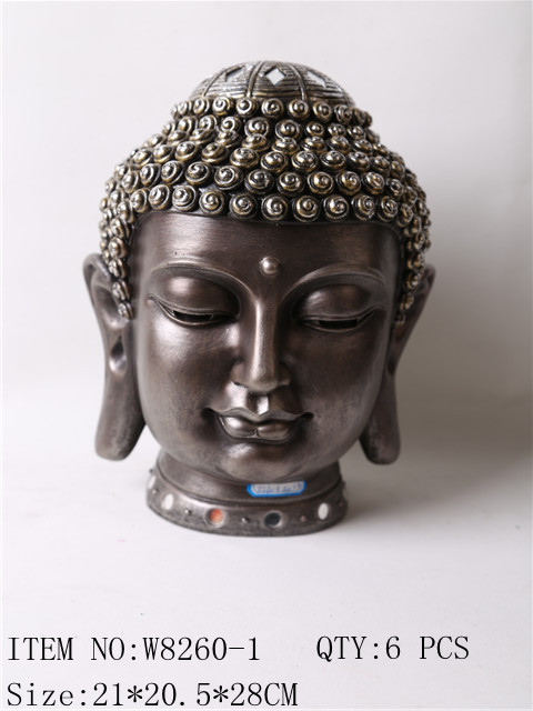 Custom peaceful harmony resin Meditating gift, resin Thai buddha head statue with Halo