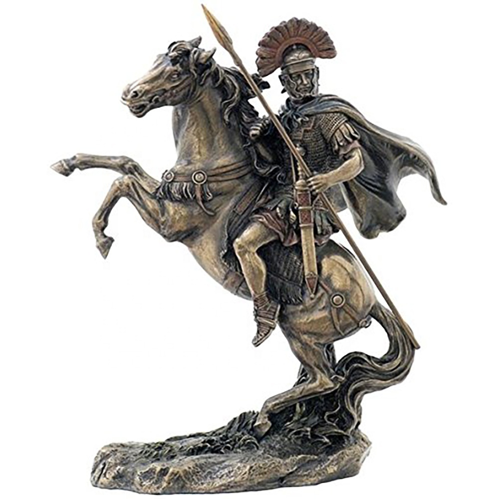 Wholesale china factory custom made bronzed finished resin Roman Centurion Statue on Horseback