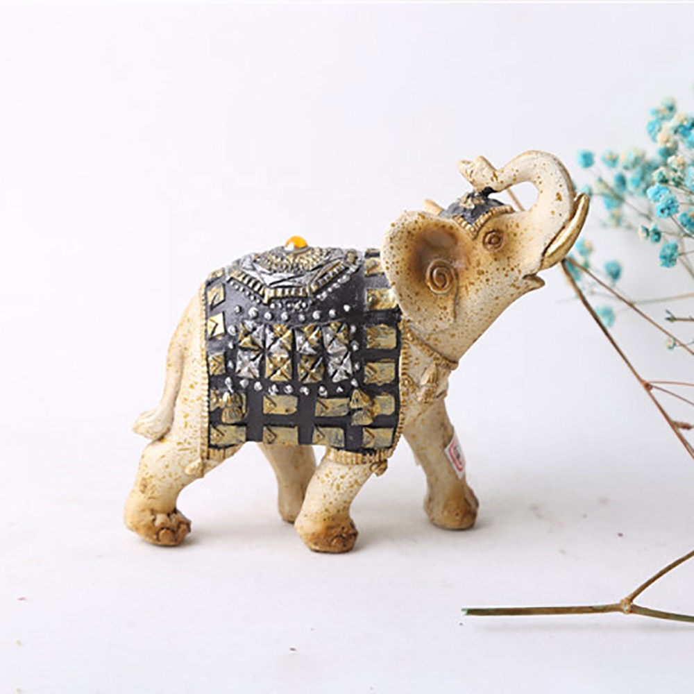 Wholesale tabletop resin  golden small walking elephant statue decoration home decoration