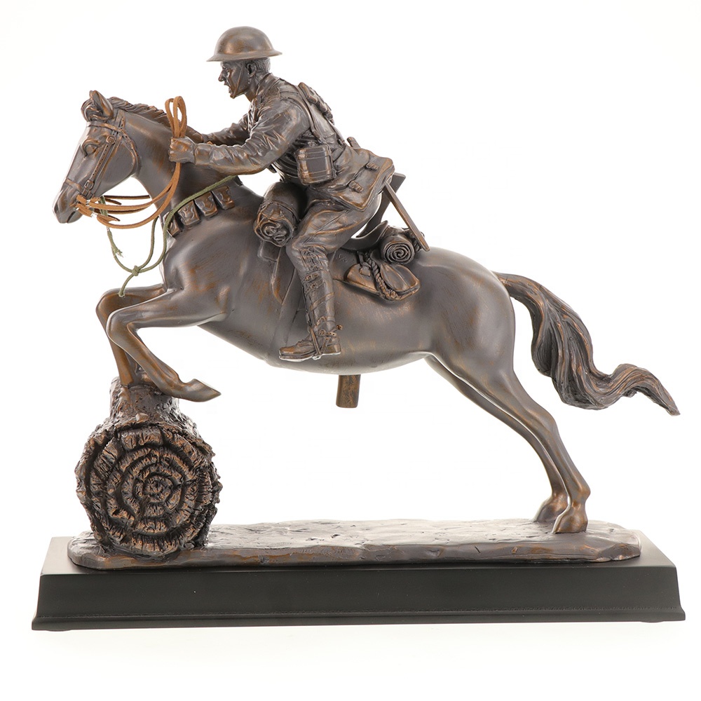 Wholesale polyresin gift and craft sculpture home decor cavalry horse charge resin statue