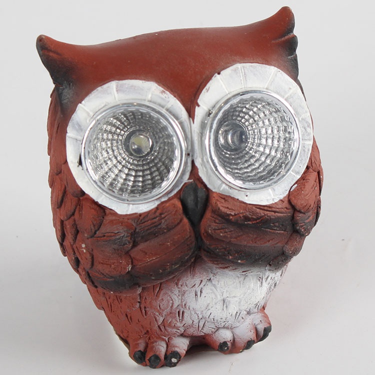 Customized cement Owl statue solar garden decor light